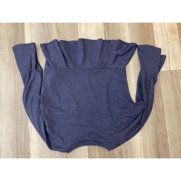 Pleione Anthropologie Blue Peplum Shirt Blouse w/ Bell Sleeves, Size Medium - Picture 6 of 6